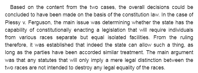 Plessy v. Ferguson and Miranda v. Arizona