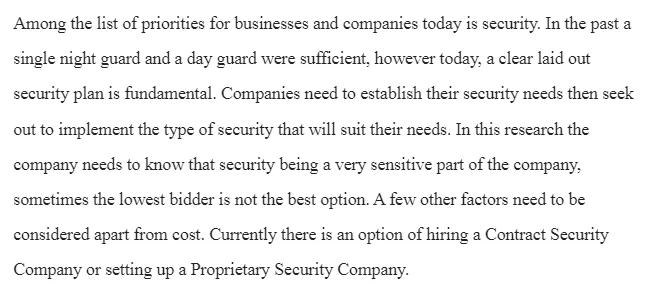 Proprietary and Contract Security Services