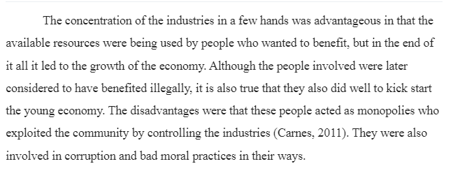 Quasi-monopolies and the U.S Economy in 1800s