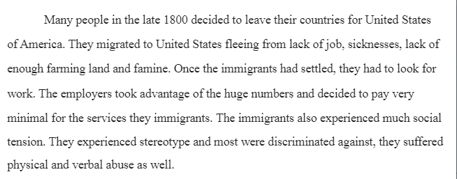 Role  of  Immigration in the History of United States