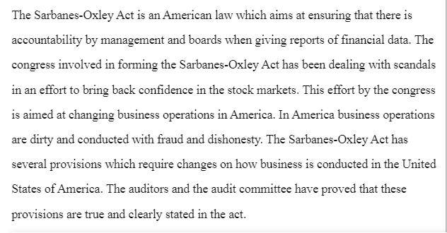 Sarbanes-Oxley Act Influence on American Business