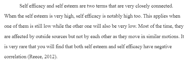 Self Esteem and Self Efficacy