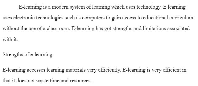 Strengths and Limitations of e-learning