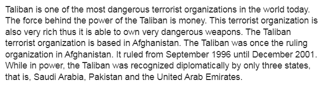 Taliban Terrorist Organization