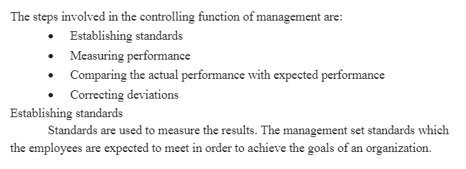 The Controlling Function of Management