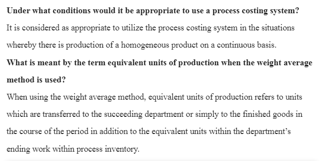 The Costing System Process