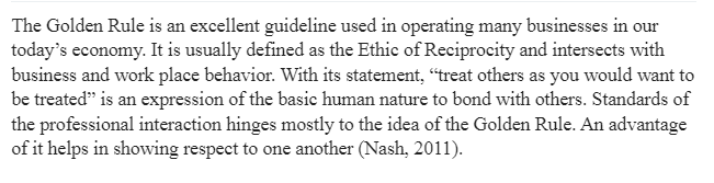 The Golden Rule for Operating a Business