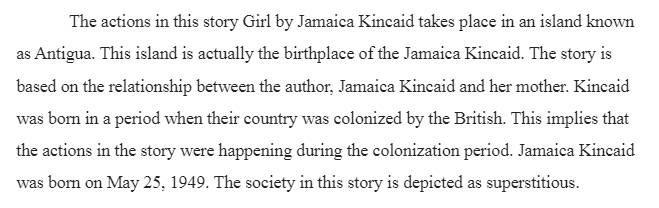 The Setting of "Girl" by Jamaica Kincaid