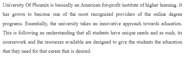 University Of Phoenix Market Structure