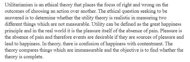 Utilitarianism Ethical Theory