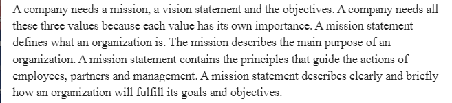 Values and Mission and Vision Statements