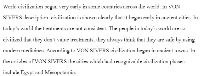 Von Sivers Description of Civilizations