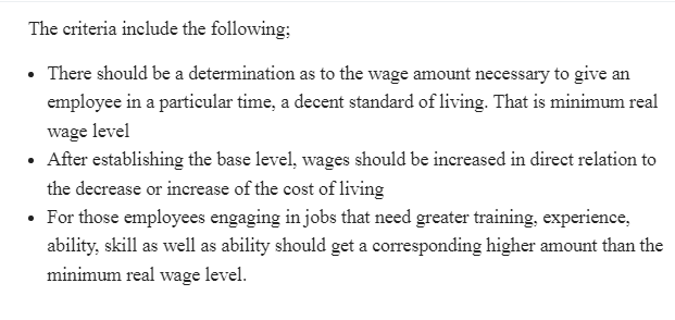 Wage Determination Criterion Considerations 