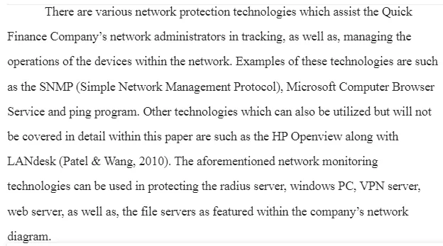 Analysis of Quick Finance Company IT Network