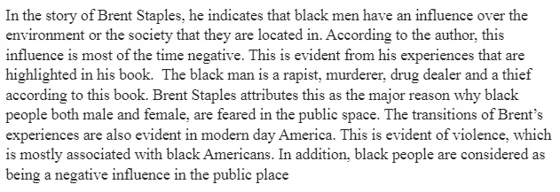 Black Men and Public space by Brent Staples