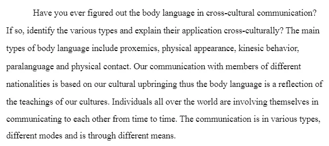 Body Language and Proxemics-Cross-cultural Perspective