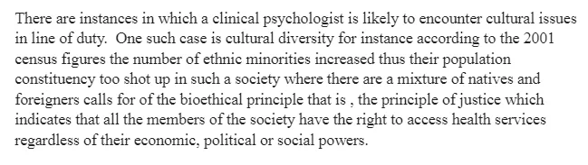 Cultural Diversity Issues Encountered by Clinical Psychologists 