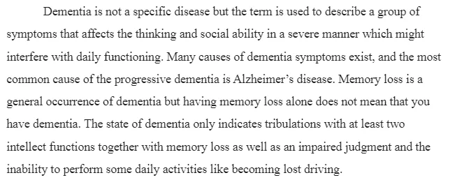 Dementia-Pathophysiology and Medical Management