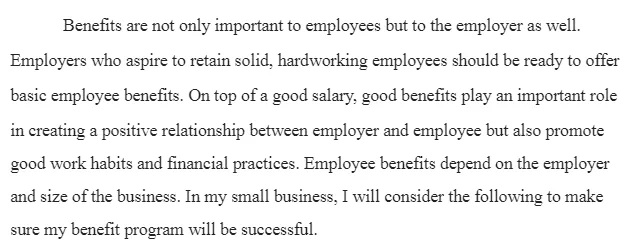 Establishing Employees Benefits Program  