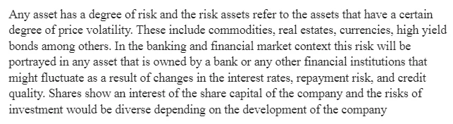 Financial Markets ad Asset Risks