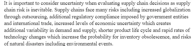 Global Supply Chain – Risks