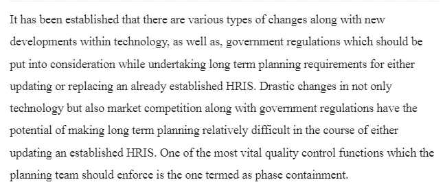 HRIS Planning Requirements