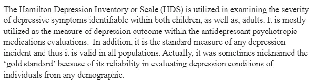 Hamilton Depression Inventory or Scale (HDS)