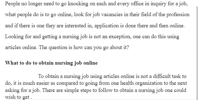 How to obtain a Nursing Job Using Articles Online