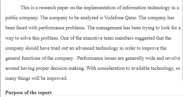  Implementation of Information Technology in a Public Company