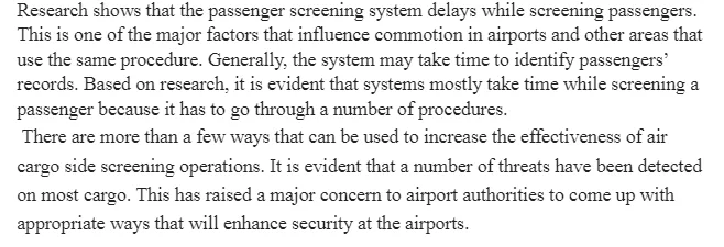 Improving Passenger and Cargo Screening System in Airlines