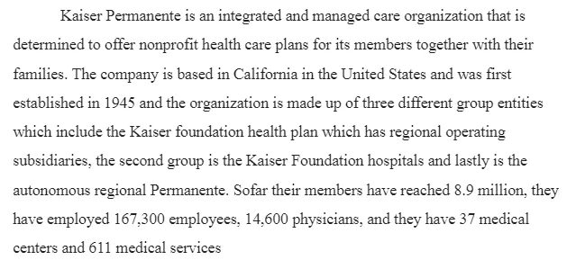 Kaiser Permanente Management Strategy