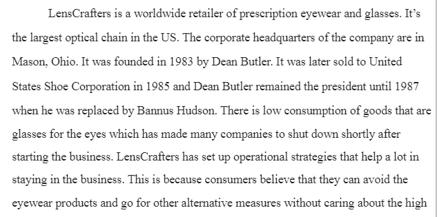 LensCrafters’ Operations Strategy