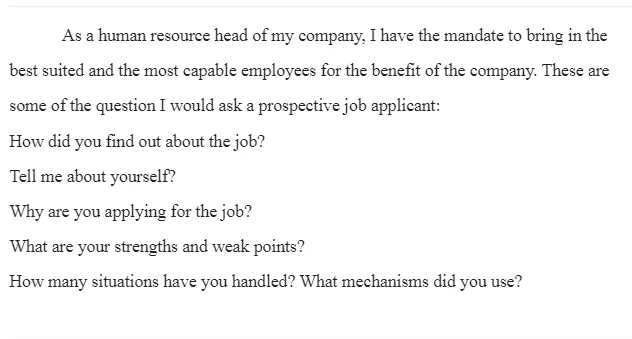 List of Questions You Might Ask a Prospective Job Applicant