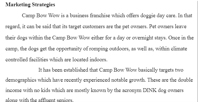 Marketing Strategies-Camp Bow Wow