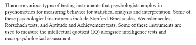 Psychological Testing Instruments