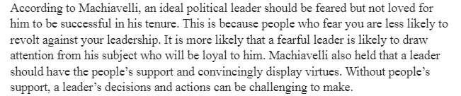 Qualities of an Ideal Political Leader – Machiavelli: The Prince