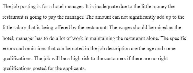 Review of Hospitality Job Posting