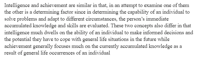 Similarities and Differences between Achievement and Intelligence