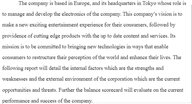 Sony Corporation-SWOT Analysis and Strategic Scorecard