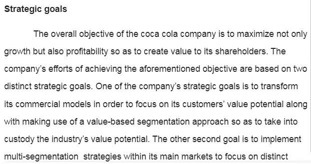 Strategic Planning-Coca Cola Company