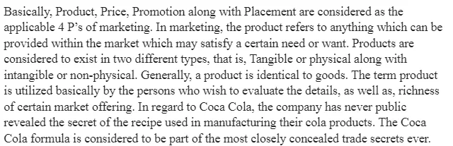 The 4 P’s of Marketing -Coca Cola Company