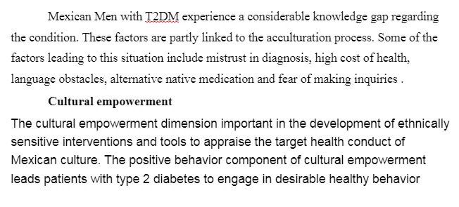 Type 2 Diabetes in Mexican Men- Cultural Empowerment