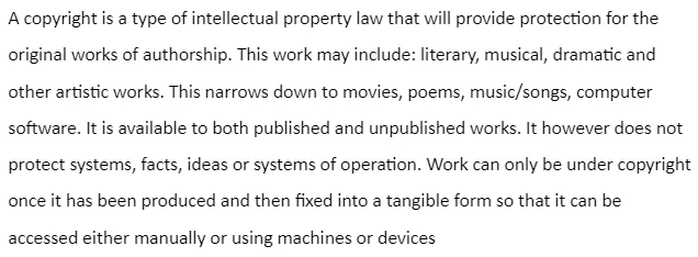 What Entails Copyright Protection