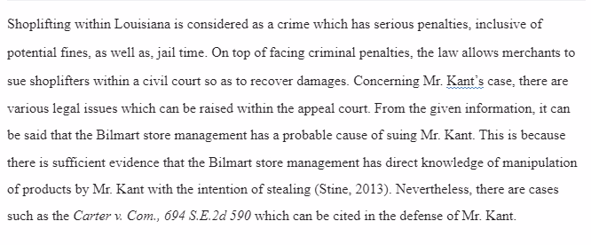 Criminal Case-Louisiana Shoplifting Laws
