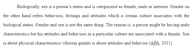 Cultural Diversity-Gender and Sex Worksheet