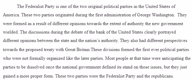 Essay-Partisan Politics-The Federalist Party