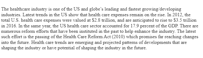 Health Care Trends in U.S