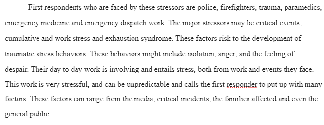Significant Stressors in First Responder’s Families