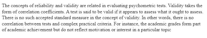 The Concepts of Reliability and Validity 