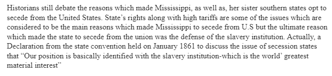 Why Mississippi Seceded from the United States